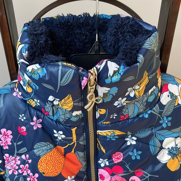 Boboli Spain Bright Floral Print Puffer Jacket Vibrant Colorful Fleece … - Picture 2 of 13